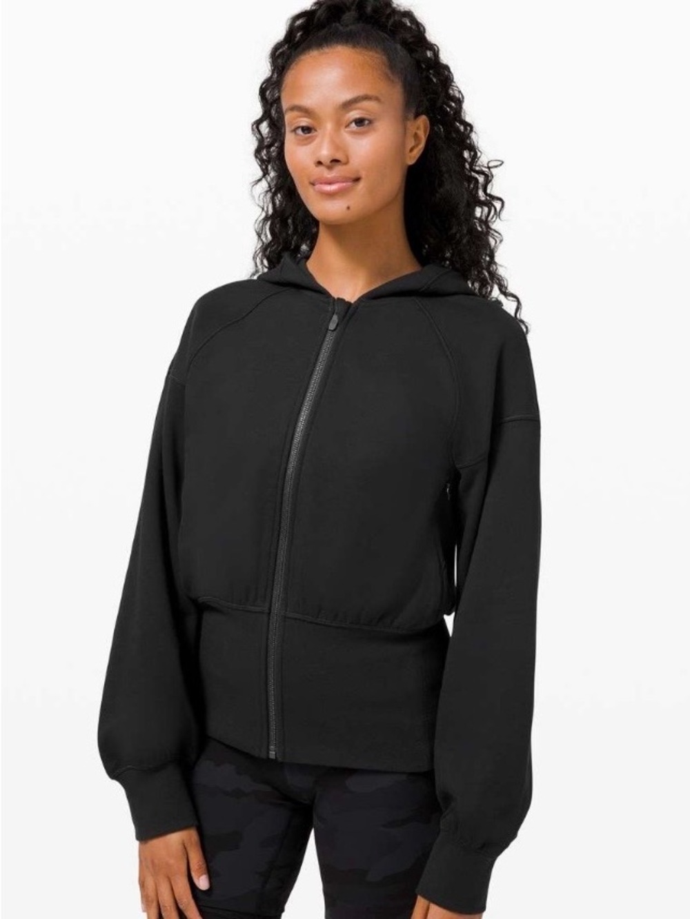 Lululemon Hugged Waist Cotton Black Zip-Up Hoodie